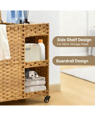 Gal. Rattan Laundry Hamper with Wheels, Liners, Mesh Bags, Durable