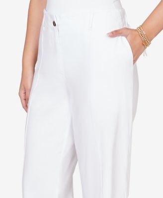 Petite Stretch Linen Wide-Leg Fly-Front Capri Pants