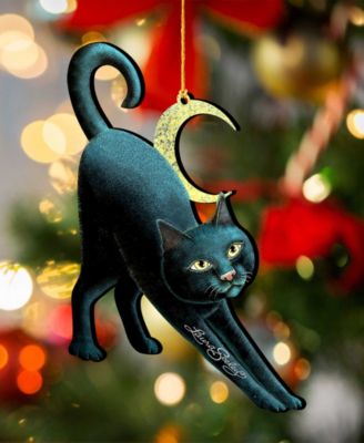 Black Cat Holiday Ornaments, Set of 2