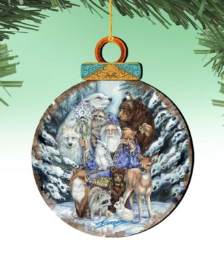 Gather In Peace Father Winter Animals Holiday Ornaments, Set of 2