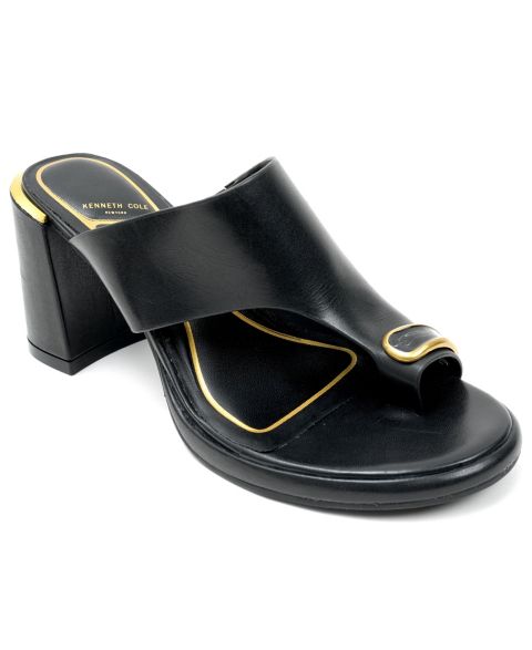 Женские сандалии Kenneth Cole New York Syndika Block Heel Dress Sandals, цвет: Чёрный кожаный