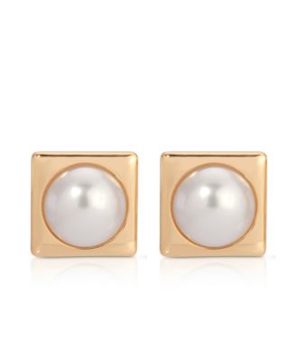 Square Freshwater Pearl Stud Earrings