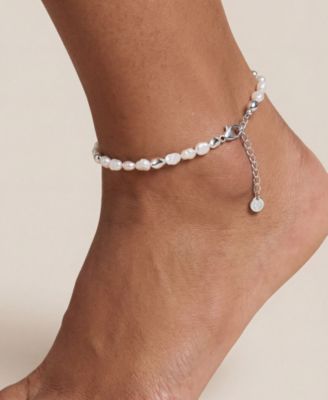 Freshwater Pearl Polished Pebble Anklet
