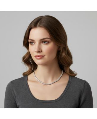 Elegant White Gold Plated Radiant 2MM CZ Slim Tennis Necklace
