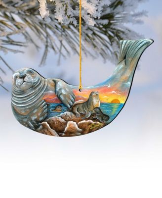 Seal Holiday Ornaments, Set of 2