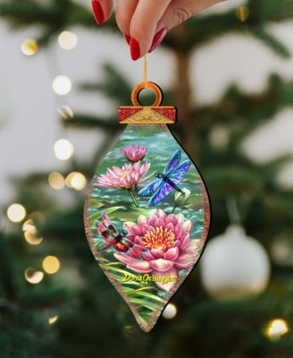 Dragonflies and Water Lilies Holiday Ornaments, Set of 2