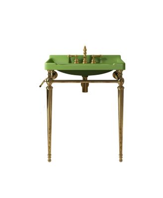 28" Bathroom Console Sink with Ceramic Vanity, Wall Mounted Basin & Stainless Steel Legs, Towel Bar Included