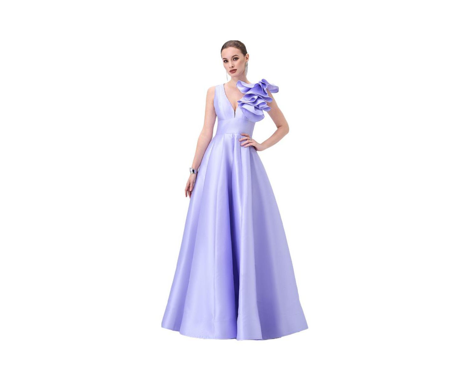 Women's Mirella V Neck Ruffle Gown