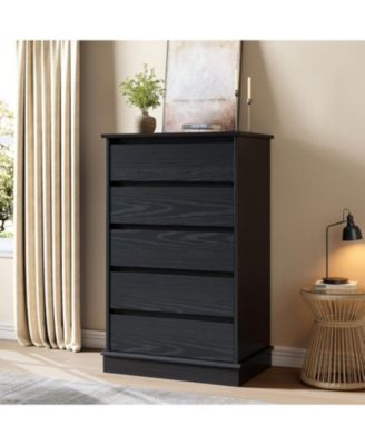 5 Drawer Dresser for Bedroom Tall Chest with Deep Drawers Wide Top Wooden Organizer for Living Room