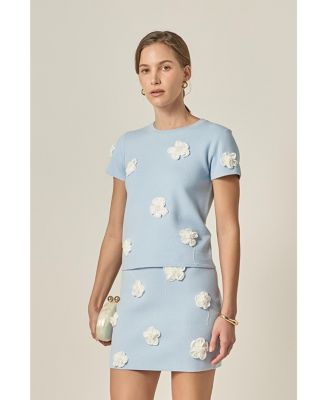 Women's 3D Flower Knit Top