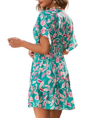 Women's Palm Vacay Tropical Mini Beach Dress