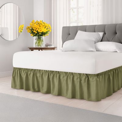 Ruffled Elastic Wrap Around Bedskirt 12 Inch Drop - Queen