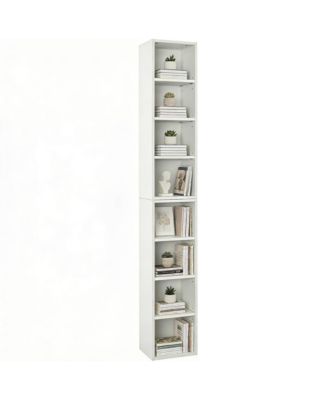 8-Tier Tall Narrow Bookshelf, Slim Storage Cabinet & Display Bookcase with Adjustable Shelves for Living Room, Office