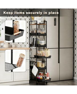 6 Tier Storage Cart with Pull-out Drawers and Hooks for Kitchen, Bathroom, Laundry