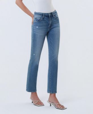 Women's Mid Rise Ankle Slim Straight Jeans