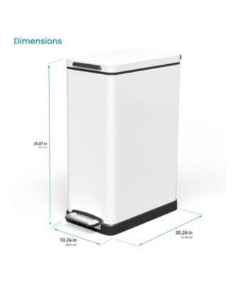 12 Gallon Slim Stainless Steel Kitchen Trash Can with Step Pedal and Soft Close Lid