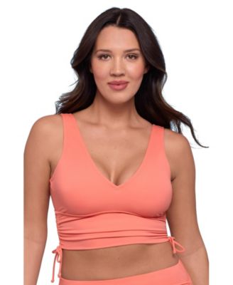 Women's Supportive Cinched Adjustable Midkini Swimsuit Top