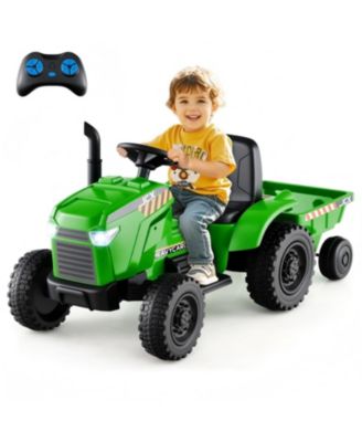 12V 2 in 1 Kids Ride On Tractor with Trailer and 3-Gear Shift