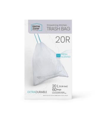 Code 20R Drawstring Kitchen Trash Bags Custom Fit for 5 Gallon Recycling Bins, 60-Count