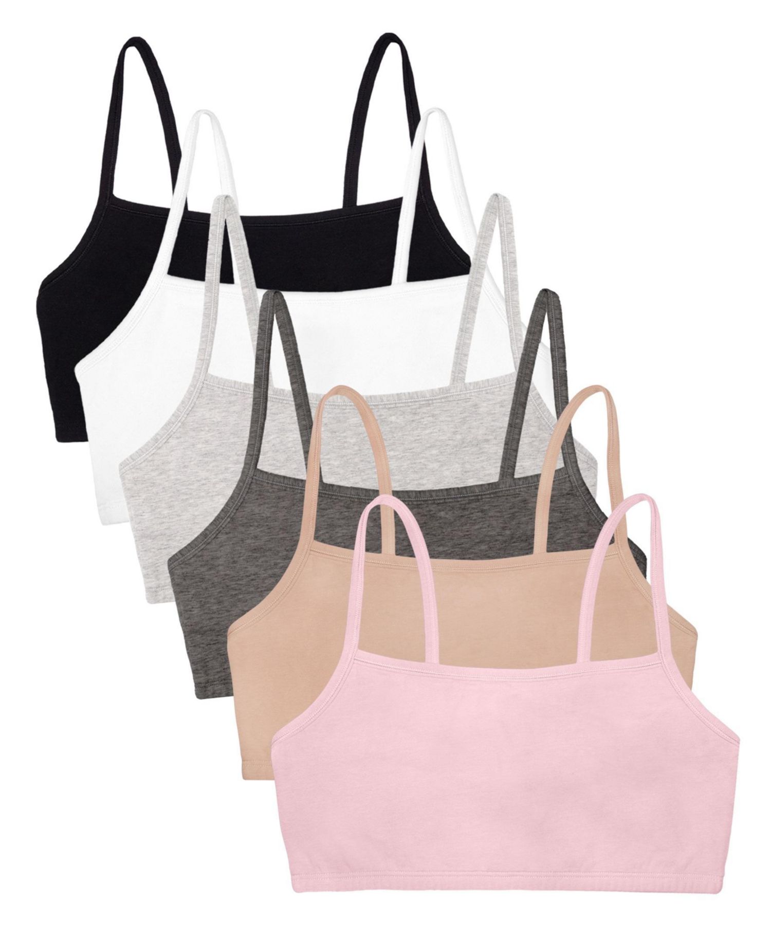 Women's Spaghetti Strap Cotton Sports Bra, 6 Pack