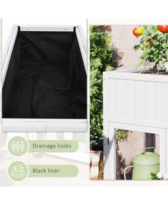 Patio 35.4"x17.7"x37.4" Mini Wood Cold Frame 2 Doors Garden Greenhouse with Wheels,Raised Bed with Liner