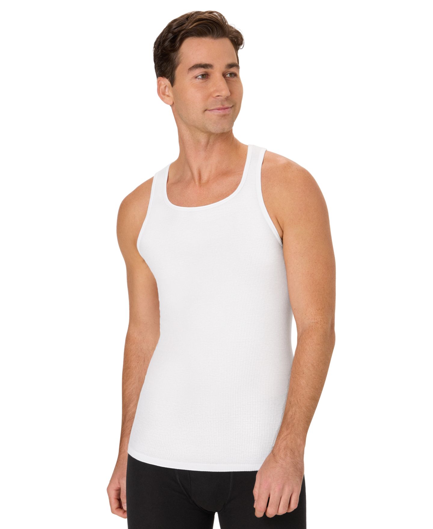 Мужские топы Hanes Ultimate Comfort Fit Tank Undershirt, 6-Pack, цвет: Разноцветный — фото 6