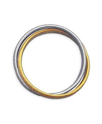 Omega Snake Cobra Wide Bangle Twisted Bracelet Set Gold Black Plated Steel