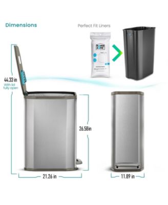 13 Gallon Slim Stainless Steel Kitchen Trash Can with Clean Aura Odor Control and Soft Close Lid