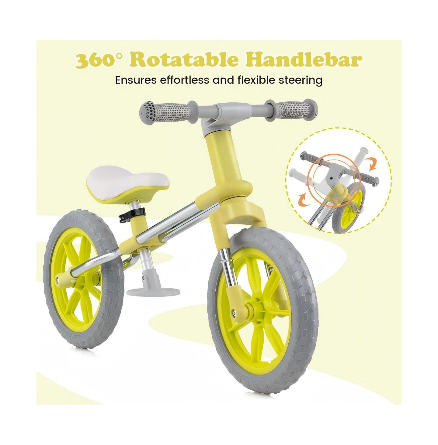 Детская игрушка HONGGE 12 Inch Adjustable Seat and Rotatable Handlebar Balance Bike, Ages 2-5, цвет: Зелёный — фото 8
