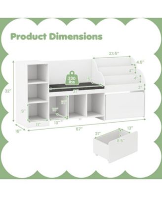 Kids 4-in-1 Bookcase and Toy Organizer with Reading Nook