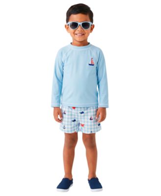 Baby Boys' Long-Sleeve Rashguard, Swim Trunks and Sunglasses, 3-Piece Set