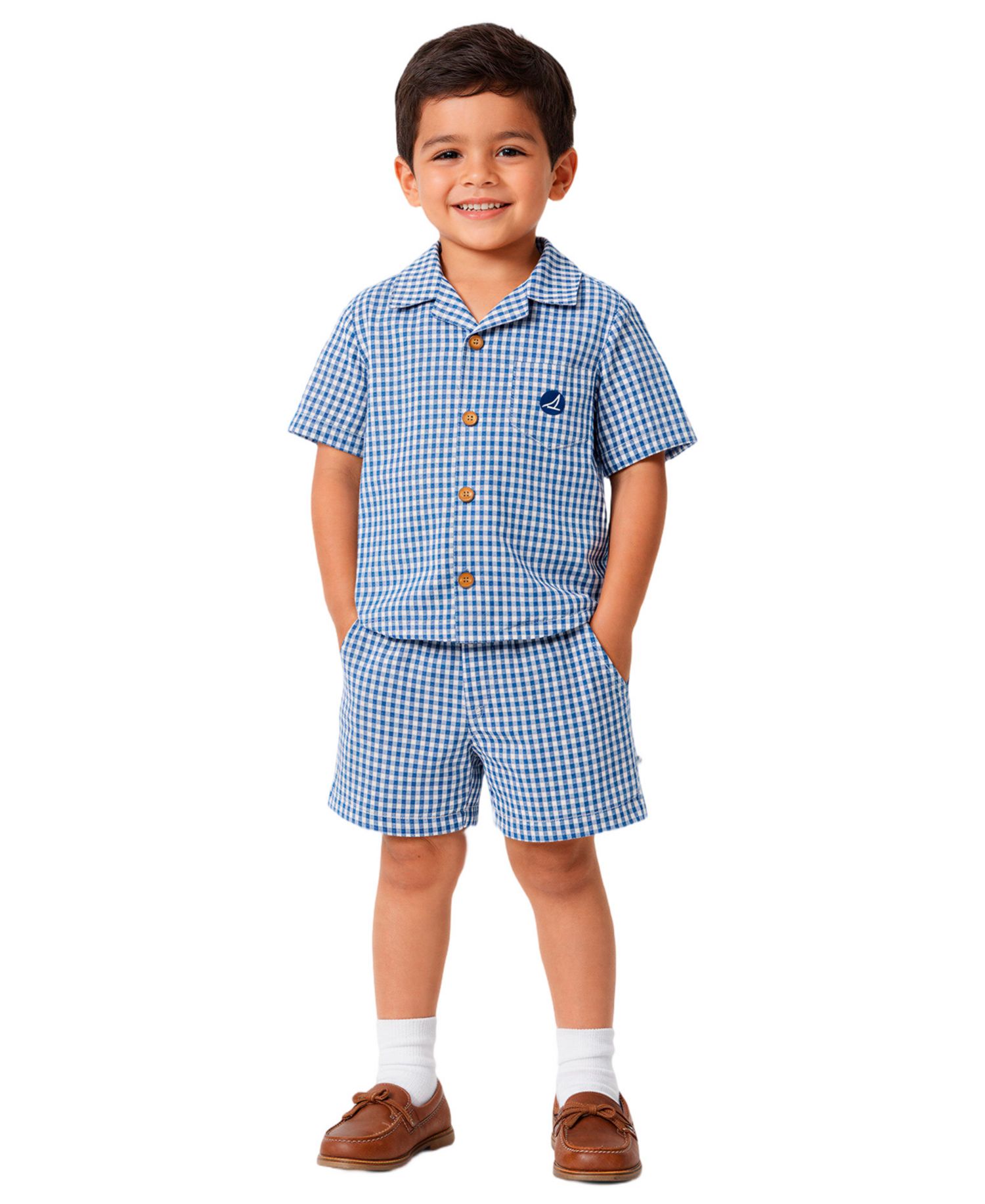 Baby Boys' Button-Down Shirt and Shorts, 2-Piece Set