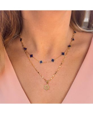 Beaded Gold Star of David Charm 14K Gold