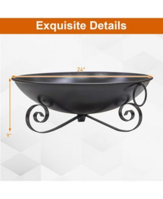 24 Inch Heavy Duty Metal Fire Pit Bowl with Handles, Wood Burning
