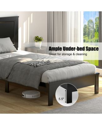 Size Bed Frame Platform Slat High Headboard Bedroom Rubber Wood Leg
