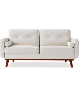 65" Mid Century Modern Loveseat Sofa, Linen Upholstered 2-Seater Couch, Deep Seat Love Seat for Living Room, Bedroom, Office, Small Space