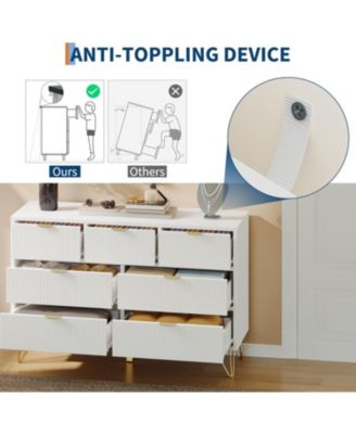 7 Drawer Dresser, Modern Dresser for Bedroom, Wooden Chest of Drawer with Gold Metal Legs and Handles