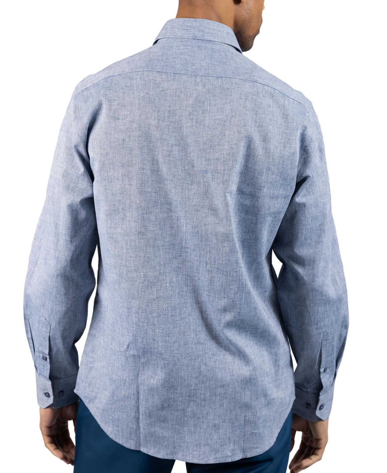Men's Yarn Dyed Melange Linen Long Sleeve Shirt