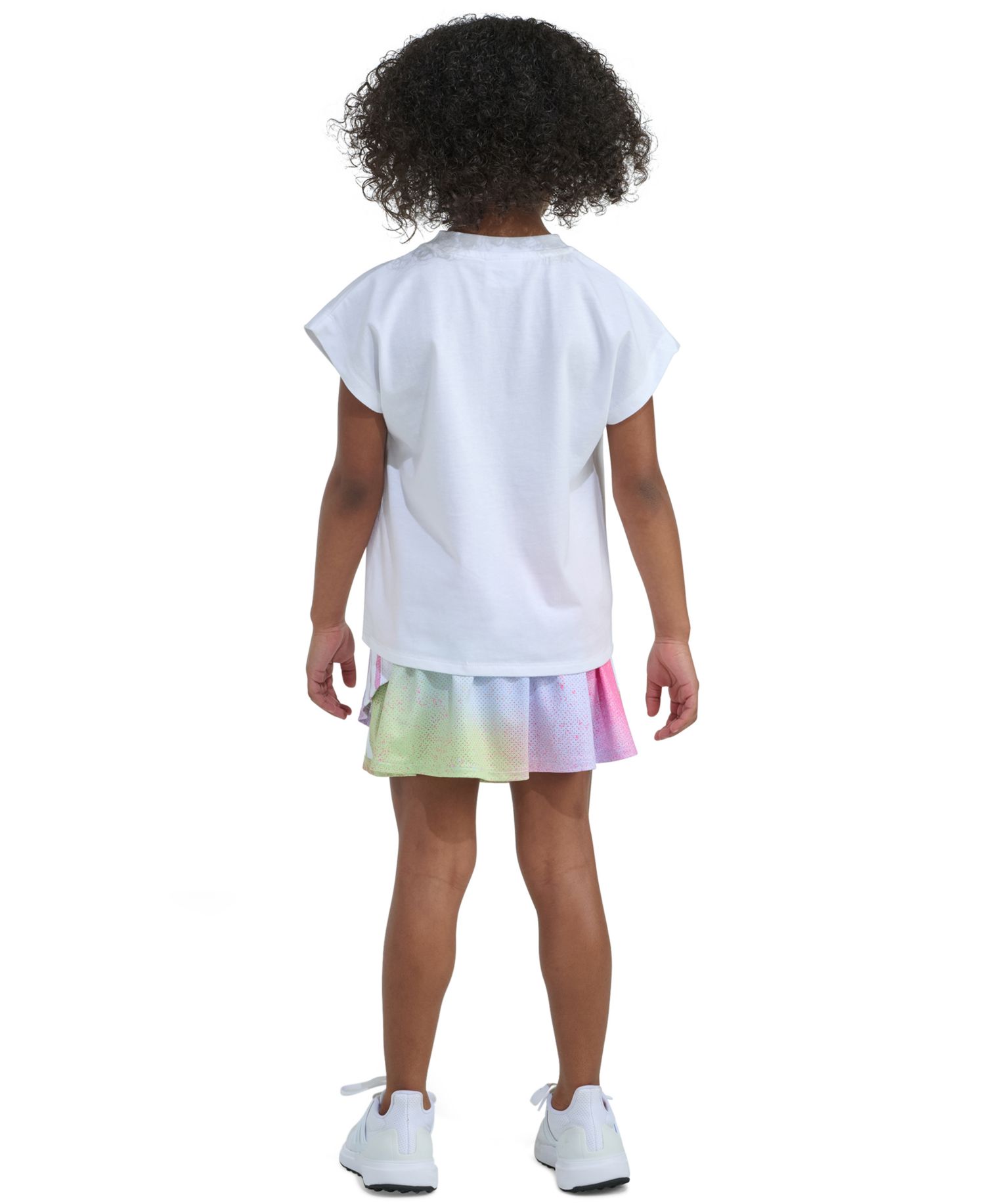 Girls' 2T-6X Short-Sleeve Box T-Shirt And Printed Faux Wrap Skort, 2-Piece Set