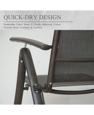 Folding Patio Chairs Set of 2, Aluminium Frame Reclining Sling Lawn ChairsTextilene Chairs