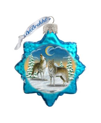 Wolves in the Winter Moon Mercury Holiday Ornament