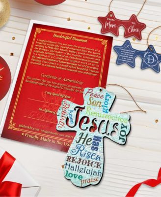 Jesus Cross Easter Wood Ornament, Set of 2