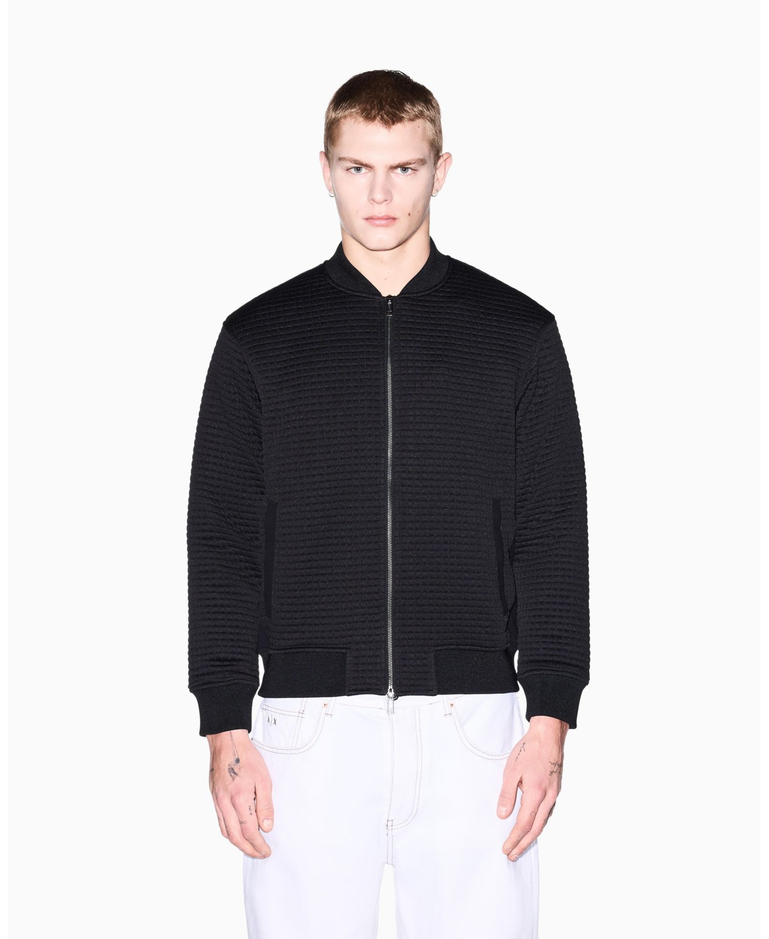 Men's Quilted Textured Bomber Jacket