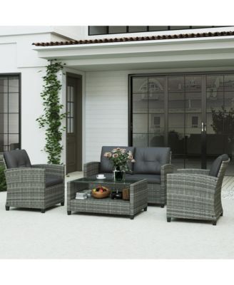4 Piece Patio Furniture Set, Loveseat, Chairs & Table