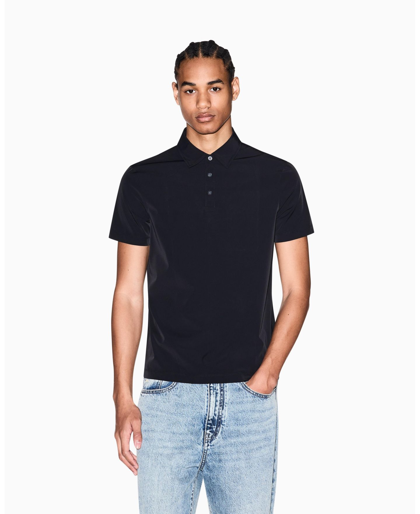Мужское поло A|X Armani Exchange Commuting Short Sleeve Polo Shirt, цвет: Чёрный — фото 1