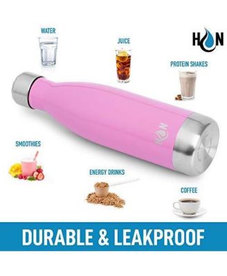 Double Wall Insulated Metal Water Bottle For Hot & Cold Drinks with Leak-proof Lid (17oz)