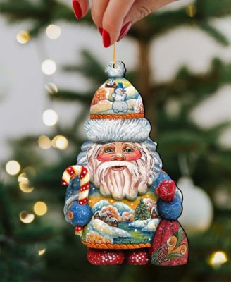 Whimsical Winter Wonders Santa Wooden Ornaments, Set of 2