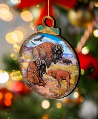 Buffalos Ball Wooden Ornaments, Set of 2