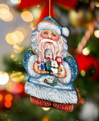 Matreshkas Santa Wooden Christmas Ornament Set of 2