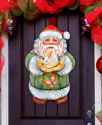 Bunny Santa Christmas Door Hanger